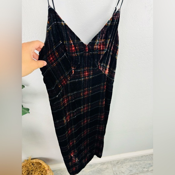 J CREW Tartan Plaid Velvet Midi Slit Slip Dress - Picture 5 of 9